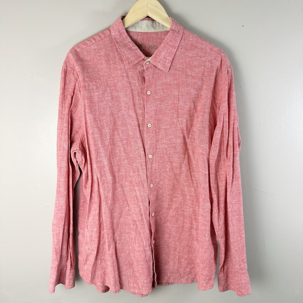 Tasso Elba Linen Cotton Shirt Mens XL Button Down Long Sleeve Collared